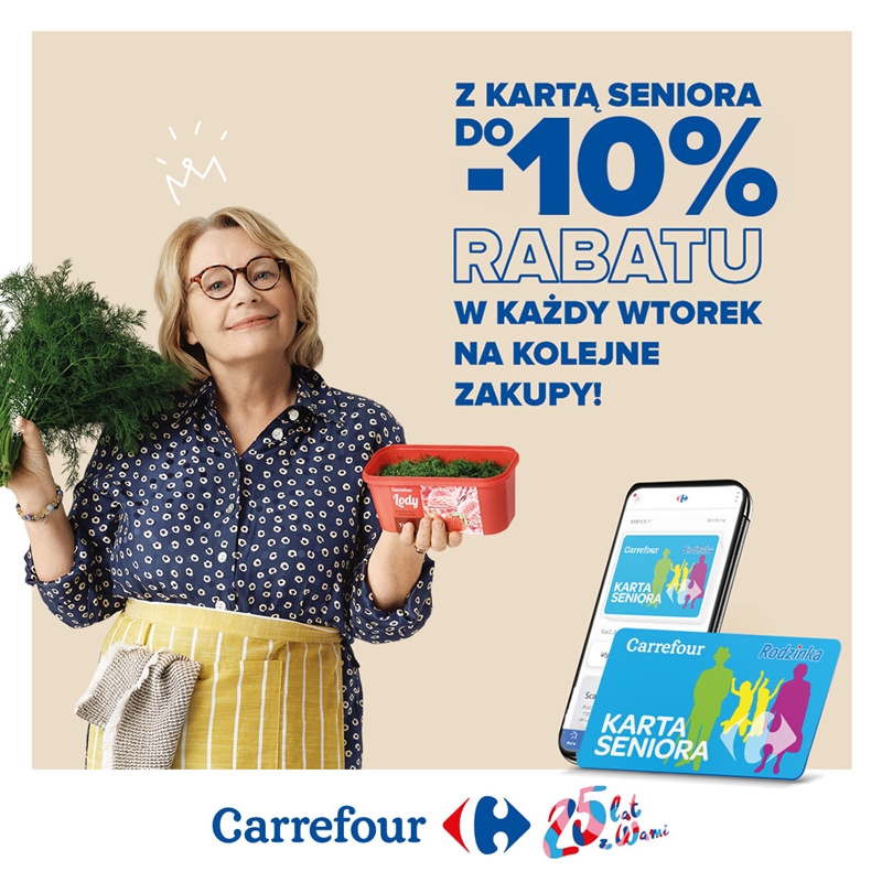 Carrefour: z kartą Seniora do -10% rabatu we wtorek