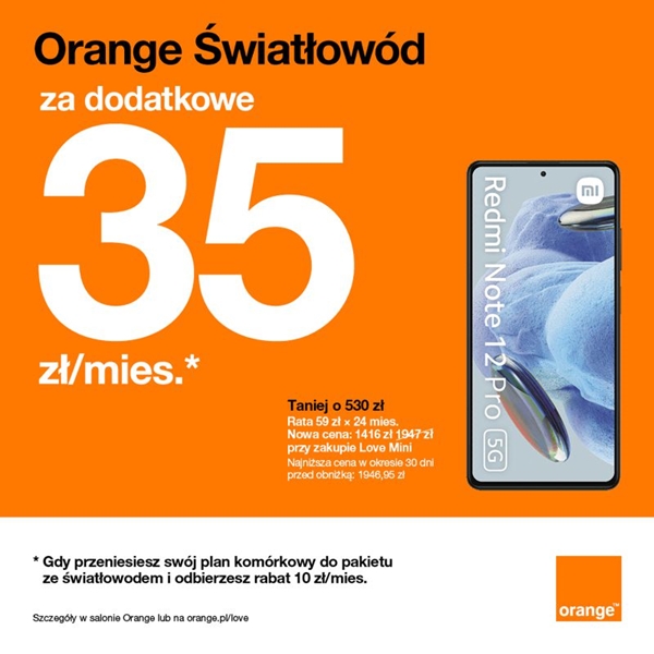 Orange Światłowód za dodatkowe 35zł/mies.