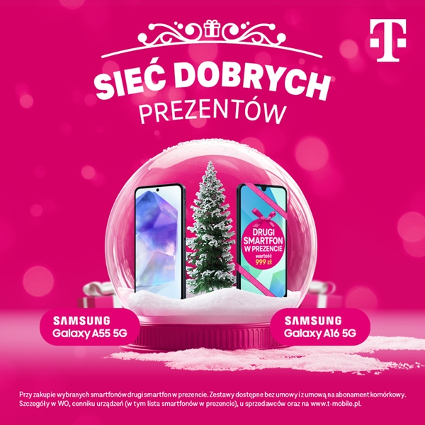 T-Mobile: Sieć dobrych prezentów. Teraz, gdy kupujesz smartfon, to drugi dostajesz w prezencie