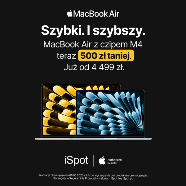 iSpot: MacBook Air z czipem M4 - teraz 500 zł taniej!