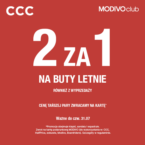 CCC: Skorzystaj z letniej wyprzedaży 2 za 1 w CCC!