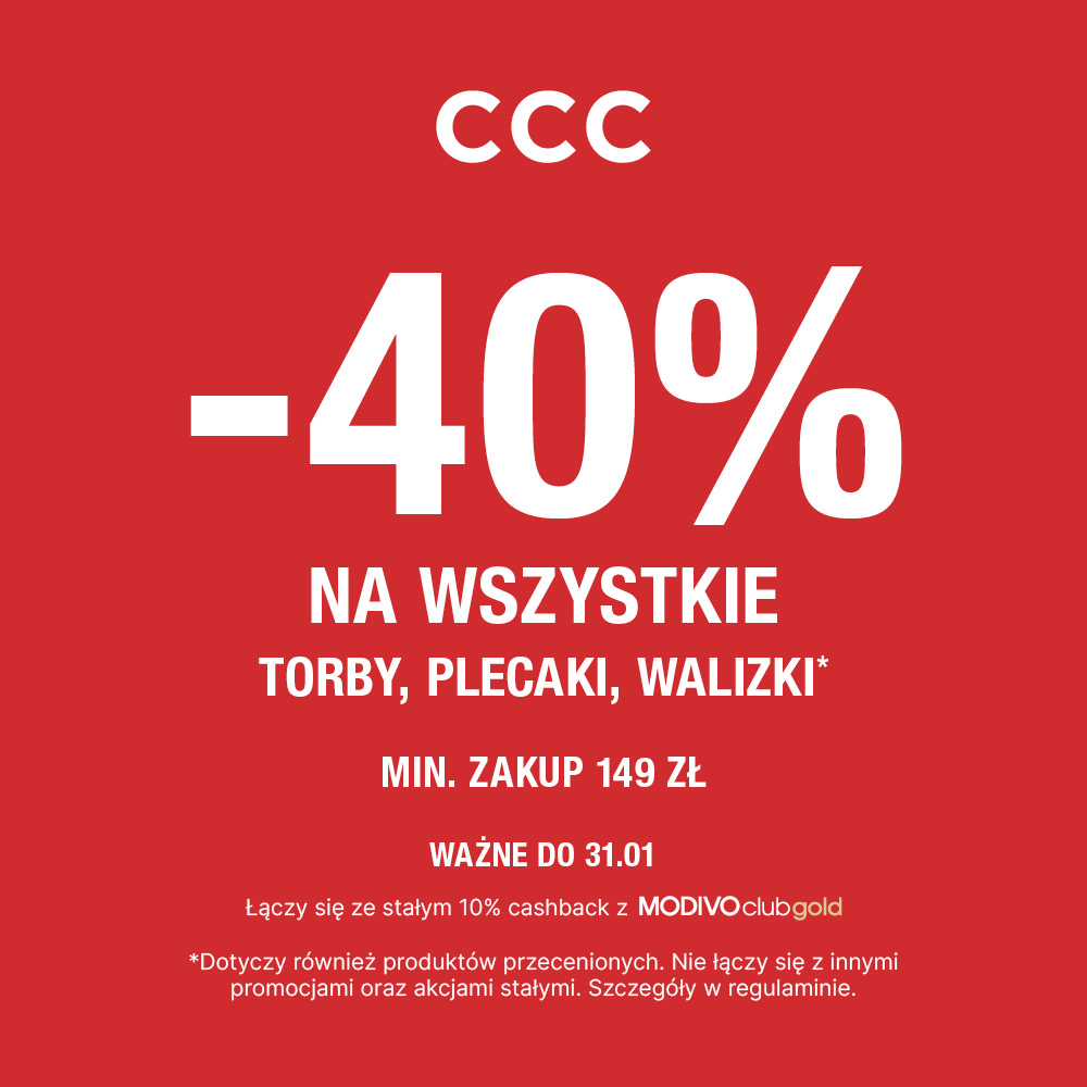 -40% na WSZYSTKIE TORBY, PLECAKI, WALIZKI