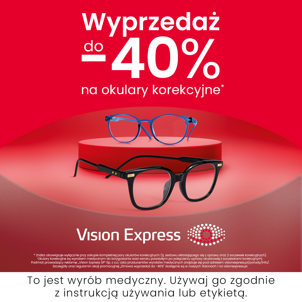 W Vision Express trwa wielka wyprzedaż z rabatami aż do 40% na okulary do korekcji wzroku*!